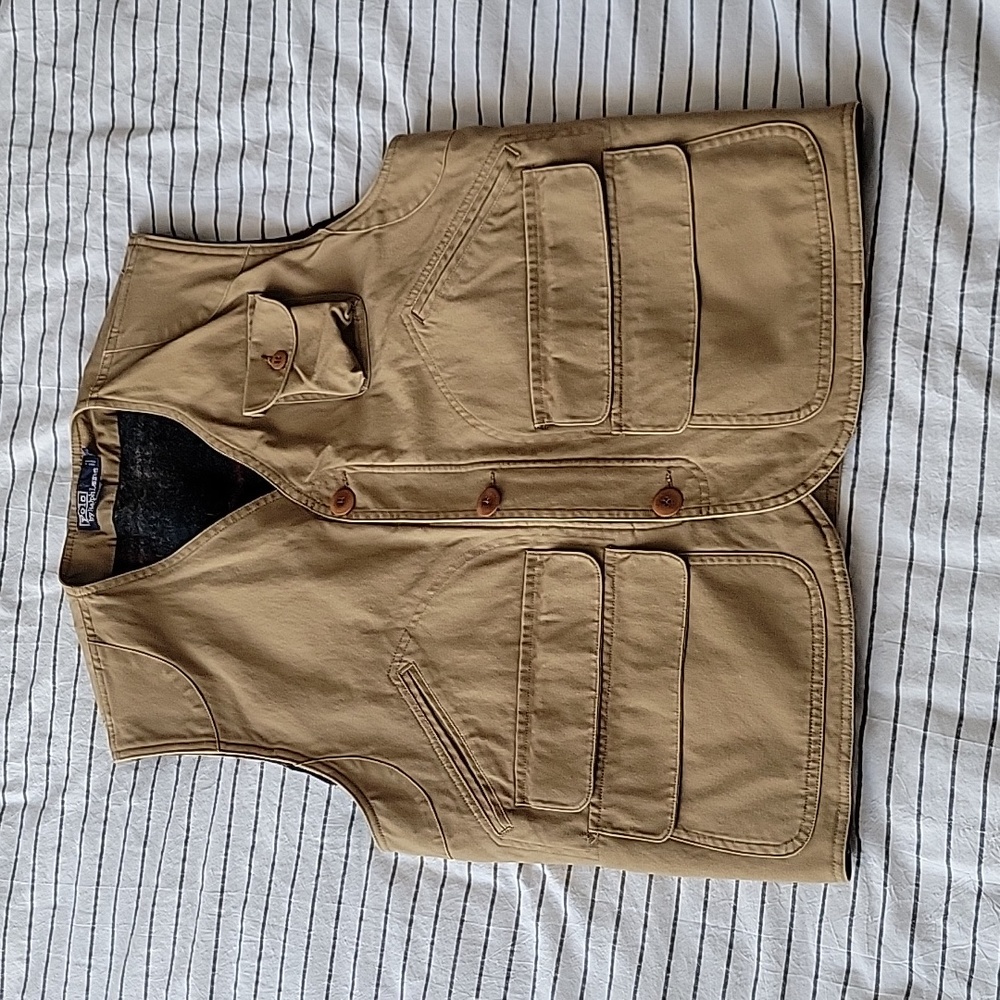 Ralph Lauren khaki vest with wool blanket liner sz Medium